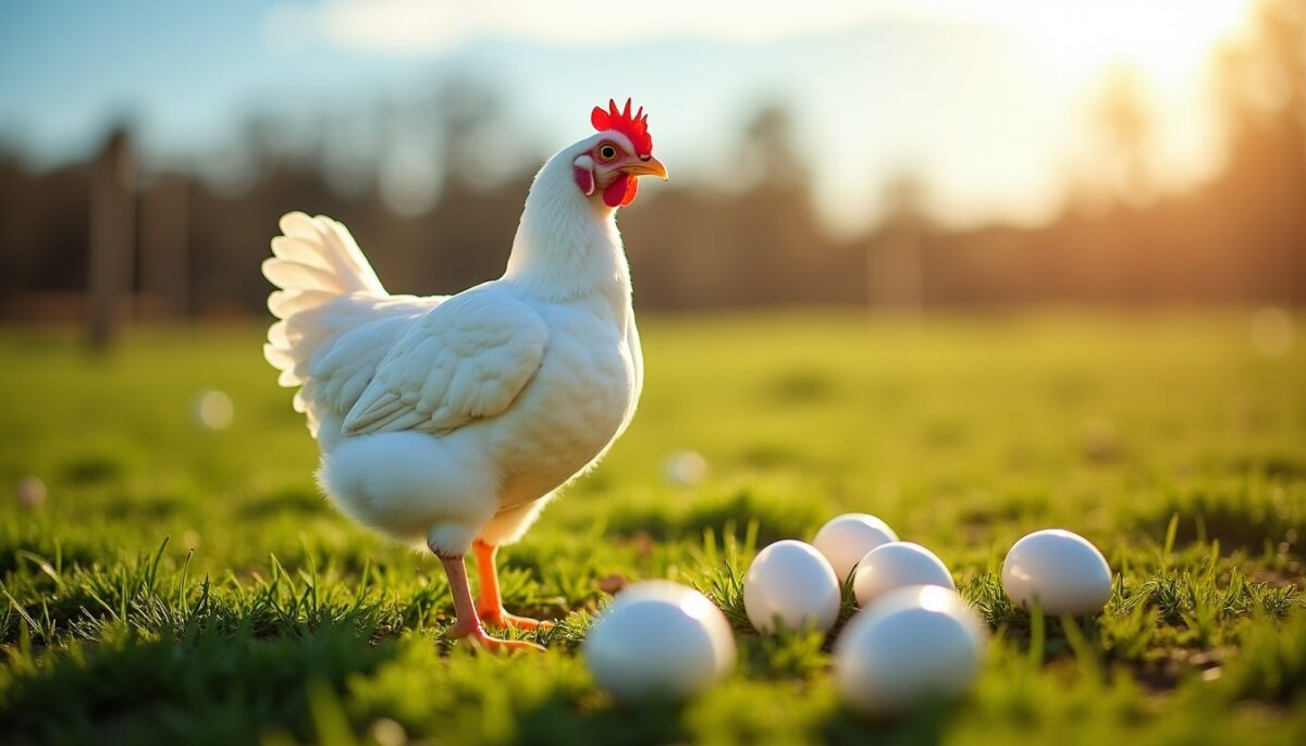 Poule blanche : icône de pureté et maîtresse incontestée des œufs nacrés